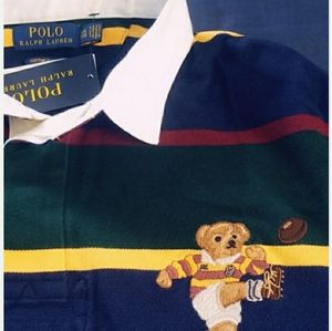 NWT Polo Ralph Lauren Bear Rugby Striped Shirt Men